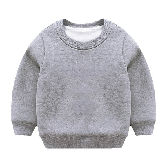 Otqutp Toddler Baby Boys Girls Fleece-Lined Crewneck Sweatshirt Long Sleeve Warm Soft Casual Pullover Top Kids Cozy Outfits
