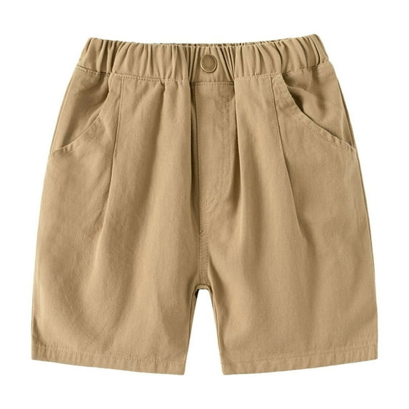 Otqutp Toddler Baby Casual Stretchy Denim Summer Solid Color Hot Jean Shorts Elastic Waist Casual Pull-On Summer Shorts with Pockets(Khaki-2,1-2 Years)