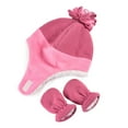 thumbnail image 1 of Otqutp Toddler Baby Girls Boys Soft Warm Knit Dinosaur Hat Cold Weather Kids Patchwork Winter Hat with Earflap Scarf Hood Hat 0-6Years (Pink,XL), 1 of 4