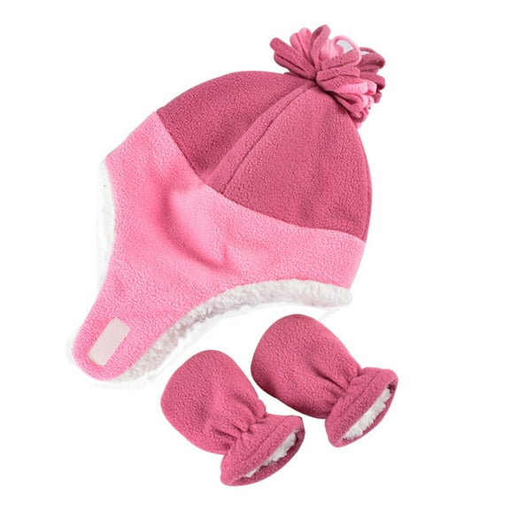 Otqutp Toddler Baby Girls Boys Soft Warm Knit Dinosaur Hat Cold Weather Kids Patchwork Winter Hat with Earflap Scarf Hood Hat 0-6Years (Pink,S)