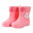 thumbnail image 1 of Otqutp Toddler Baby Girls Bunny Rainboots with Fleece Lined Kids Lightweight Non Slip Waterproof Rubber Mud Boots, 1 of 7