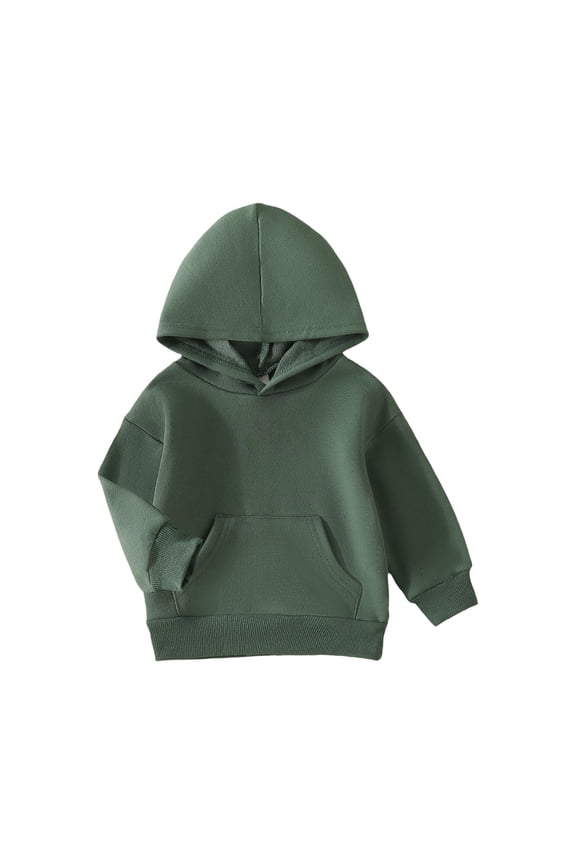 Toddler Baby Hoodie Long Sleeve Pullover Hooded Sweatshirt Kids Boys Girls Basic Solid Sports Tops Fall Spring Shirts for 0 To 5 Years(Green-a,12-18 Months)