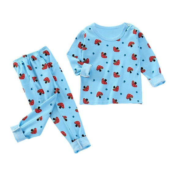 Otqutp Toddler Beach Clothes Set for Spring Toddler Girl Boy Long Fruit Print Top Trousers Casual Loose Home Wear Set for 0 To 6 Years 2-Piece Sleepwear Clothes Sets