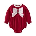 thumbnail image 1 of Otqutp Toddler Beach Clothing Baby Girls Romper Long Sleeved Bow Solid Color Harness Outside Bodysuit Romper Jumpsuit Clothes, 1 of 9