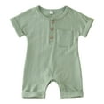 thumbnail image 1 of Otqutp Toddler Beach Clothing Girls Boys Short Sleeve Solid Colour Romper Bodysuits Summer Button Jumpsuit 0 to 12 Months, 1 of 4