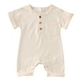 thumbnail image 1 of Otqutp Toddler Beach Clothing Girls Boys Short Sleeve Solid Colour Romper Bodysuits Summer Button Jumpsuit 0 to 12 Months, 1 of 4