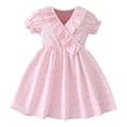 thumbnail image 1 of Otqutp Toddler Beach Dress Toddler Children Kids Child Girls Short Heart Embroidery Print Bubble Sleeve A Line Dress Summer Sundress, 1 of 9