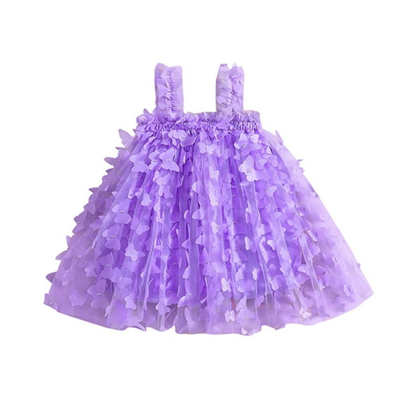 Otqutp Toddler Birthday Dress Little Girls Sleeveless 3D Butterfly Tulle Princess Dress Dance Party Dresses Clothes for 1 to 6 Years