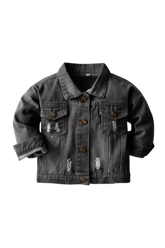 Toddler Blouse Pocket Top Coat Button Denim Down Baby Kids Jacket Jacket Jeans Toddler Boys Girls Coat Jacket for 0 to 7 Years