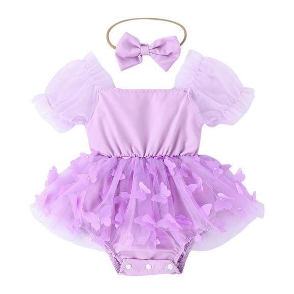 Otqutp Toddler Bodysuit Boys Girls Casual Short Sleeve Butterfly Tube Dress Romper Jumpsuit Bodysuits 0 to 24 Months Clothes