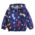 thumbnail image 1 of Otqutp Toddler Boy's Cartoon Dinosaur Hooded Jacket Full Zip Up Lightweight Windbreakers Outdoor Raincoat with Pocket, 1 of 4