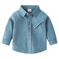 thumbnail image 1 of Otqutp Toddler Boys Autumn Light Color Long Sleeve Lapel Button Down Shirts Fall Spring Tops Gentleman Kids Daily School Wedding Blouse(Blue-3,3-4 Years), 1 of 8