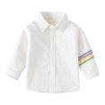 thumbnail image 1 of Otqutp Toddler Boys Autumn Light Color Long Sleeve Lapel Button Down Shirts Fall Spring Tops Gentleman Kids Daily School Wedding Blouse(White-1,12-18 Months), 1 of 4