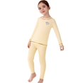 thumbnail image 1 of Otqutp Toddler Boys Girls Cotton Thermal Underwear Set Long Sleeve Base Layer Tops Pants 2 Piece Sets for Kids Casual Clothing, 1 of 4