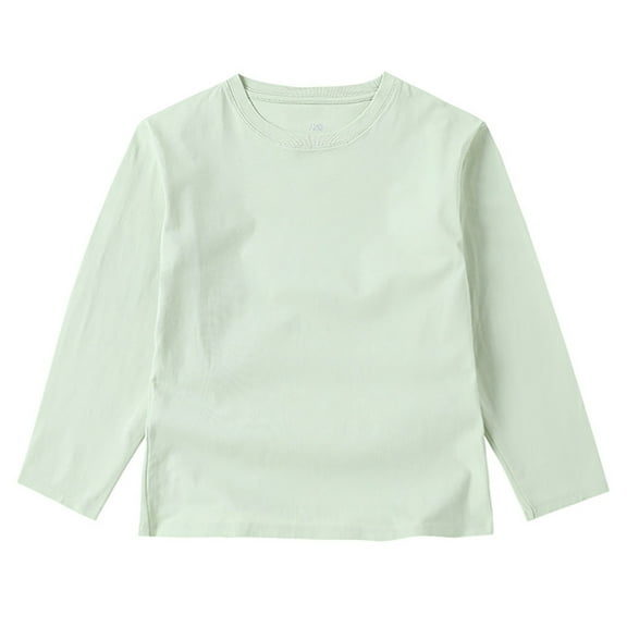 Otqutp Toddler Boys Girls Long Sleeve Solid T Shirt Soft Cotton Layering Basic Tee Top Clothes for Kids Fall Winter Undershirt
