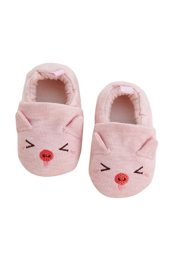 Toddler Boys Girls Plush Sock Booties Animal Embroidery Soft Sole Shoes Newborn Indoor Warm Walker Shoes 0-12 Months