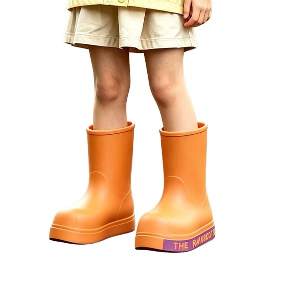 Otqutp Toddler Boys Girls Rainboots Letter Print Waterproof Rubber Rain Shoes Non Slip Mid Calf Boots Outdoor Water Shoes