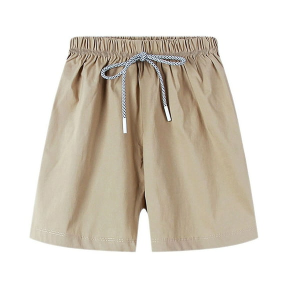 Otqutp Toddler Boys Short Casual Pants Plain Color Fan Sports Beach Soft Shorts Summer Baby Fashion Drawstring Shorts Harem Pants(Khaki-a,5-6 Years)