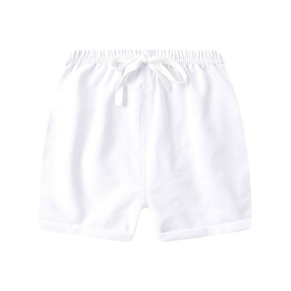 Otqutp Toddler Boys Short Casual Pants Plain Color Fan Sports Beach Soft Shorts Summer Baby Fashion Drawstring Shorts Harem Pants(White-b,12-18 Months)