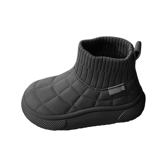 Otqutp Little Kid Winter Shoes Girls Boys Warm Boots Outdoor Warm Non Slip Mid Calf Padded Small Large Children's Winter Outdoor Shoes(Black,4.5-5 Years)