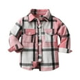 thumbnail image 1 of Otqutp Toddler Brushed Plaid Flannel Jacket Boys Girls Long Sleeve Button Coat with Pocket Kids Fall Winter Lapel Cardigan, 1 of 6
