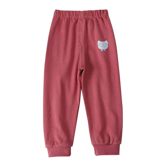 Otqutp Toddler Casual Trousers Stretch School Korean Version Of Girls' and Boys' Breathable Pants Lightweight Children's Cotton Pants Elastic Waist Long Pants(2-Red,6-12 Months)