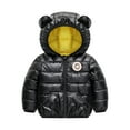 thumbnail image 1 of Otqutp Toddler Classic Coat Winter Windproof Luminous Rabbit Pattern Bear Ears Hooded Coat Jacket Children's Warm Down Jacket with Pocket(Black,4-5 Years), 1 of 3