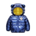 thumbnail image 1 of Otqutp Toddler Classic Coat Winter Windproof Luminous Rabbit Pattern Bear Ears Hooded Coat Jacket Children's Warm Down Jacket with Pocket(Blue,18-24 Months), 1 of 5