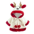 thumbnail image 1 of Otqutp Toddler Classic Tops Toddler Girls Christmas Cute Deer Outwear Warm Hooded Coat Long Sleeve Princess Jacket Cape Red White(White,6-12 Months), 1 of 4