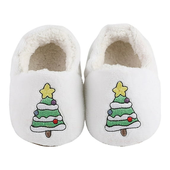 Otqutp Toddler Clearance Christmas Booties Soft Baby Santa Winter Warm Slippers Snow Boots Crib Shoes Soft Bottom Warm Socks Children Crib Shoes(WH1,6-9 Months)