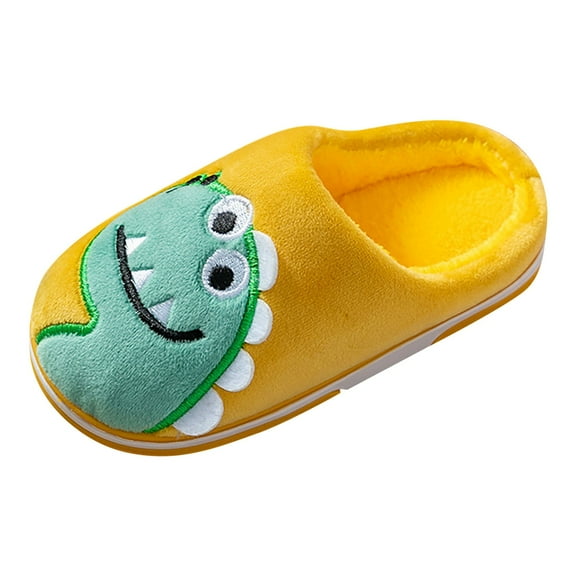 Otqutp Toddler Closed Toe Shoes Little Child Girls Inside Wear Slippers Cute Dinosaur Soft Bottom Comfortable Winter Warm Home Plush Slippers