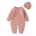 thumbnail image 1 of Otqutp Toddler Clothes Set for Party Boy Girl Solid Knitted Sweater Baby Jumpsuit Romper Cotton Caps Outfits Sets Elastic Waist 2PCS Fall Winter Clothes, 1 of 9