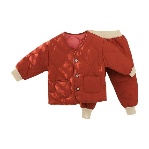 Otqutp Toddler Clothes Set for Beach Toddler Girl Boy Padded Jacket with Padded Pants Padded Padded Jacket with Down Padded Jacket Warm Two Piece Set