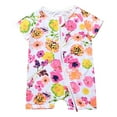 thumbnail image 1 of Otqutp Toddler Clothing Boys Girls Casual Short Sleeve Floral Print Romper Two Way Zipper Jumpsuit Summer Bodysuits, 1 of 2