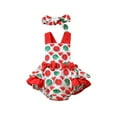 thumbnail image 1 of Otqutp Toddler Party Romper Boys Girls Sleeveless Ruffles Cartoon Fruits Prints Romper Jumpsuit Bodysuits Clothes 0 to 18 Months, 1 of 7