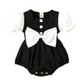 thumbnail image 1 of Otqutp Toddler Comfy Outfits Girls Short Sleeve Ruffles Bowknot Romper Bodysuit For Children Summer Clothes 0 to 18 Months, 1 of 6