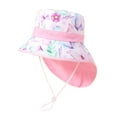 thumbnail image 1 of Otqutp Toddler Cute Cartoon Beach Bucket Cap Kids Adjustable Chin Strap Hats 2 to 4Years Summer Spring Wide Brim Neck Hat, 1 of 3