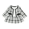 thumbnail image 1 of Otqutp Toddler Cute Coat Baby Girls Outfit Fashion Small Fragrance Long Sleeves Plaid Dress Coat 2pcs Set Outfits for 6M-4 Years, 1 of 9