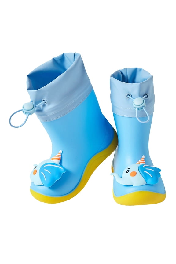 Toddler Cute Elephant Rain Boots Lightweight Rainboots Outdoor Boys Girls Water Shoes Non-Slip Rubber Mud Boots