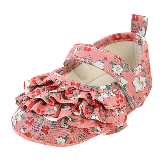 Otqutp Toddler Cute Shoes Girl Cute Floral Print Baby Shoes Baby Non Slip Ankle Sandals First Soft Prewalker Foral Shoes