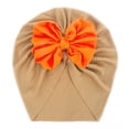 thumbnail image 1 of Otqutp Toddler Dress Hat 0 to 3Years Baby Boys Girls Cap Beanie Bowknot Ribbed Elastics Turban Spring Summer Hat, 1 of 2