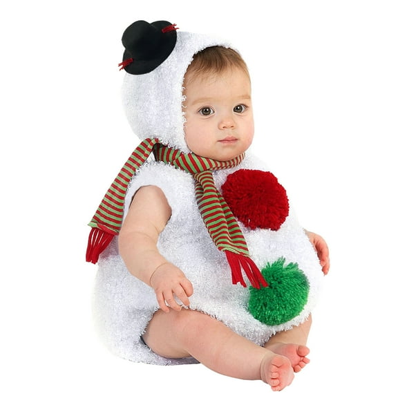 Otqutp Toddler Elastic Waist Bodysuits Baby Boys Girls Sleeveless Christmas Xmas Snowman Hoodie Romper Jumpsuit Scarf Set for 0-24 Months(White,6-12 Months)