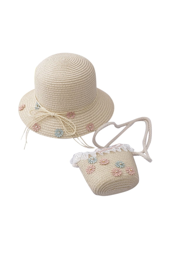 Toddler Fall Hat Children Girl Summer Sun-screen Sunshade Hat Beach Sun Hat + Bag for 2 to 8 Years Spring Summer Cap