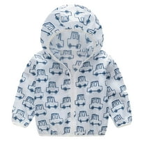 Otqutp Toddler Fashion Coat Baby Boys Girls Fashion Jackets Printing Cartoon Hooded Outerwear Long Sleeve Zipper Coats 1-5 Years