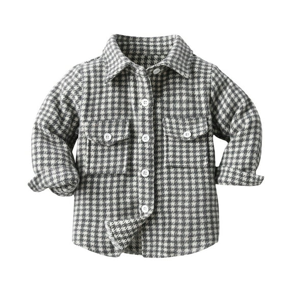 Otqutp Baby Down Jackets Toddler Shirt Coat Jacket Plaid Long Sleeve Kids Turn Down Collar Button Tops Outwear for Girls Boys 0-8 Years(E,18-24 Months)