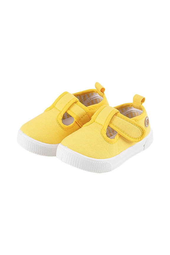 Toddler Fashion Sneakers Baby Boys Girls Shoes Flat Shoes Bao Head One Foot Off Girl Canvas Shoes Baby Soft Sole Casual Shoes (Yellow,3-3.5 Years)