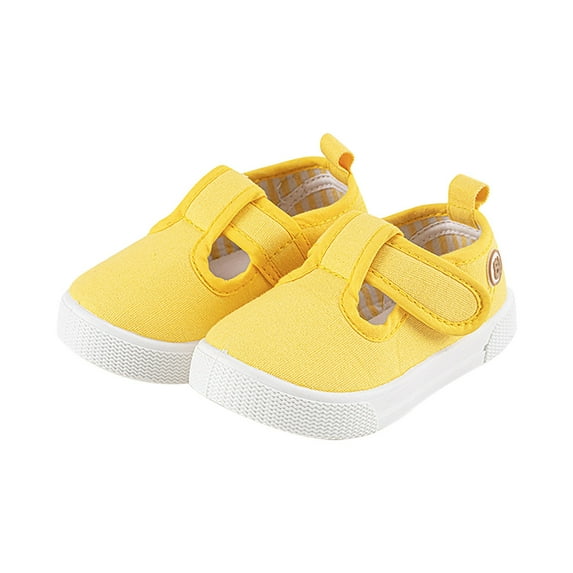 Otqutp Toddler Fashion Sneakers Baby Boys Girls Shoes Flat Shoes Bao Head One Foot Off Girl Canvas Shoes Baby Soft Sole Casual Shoes (Yellow,4-4.5 Years)