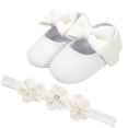 thumbnail image 1 of Otqutp Toddler First Walking Sneakers Toddler Baby Girls Prewalker Flower Bowknot Princess Shoes+Headband Set Casual Footwear for Flower Girls, 1 of 3
