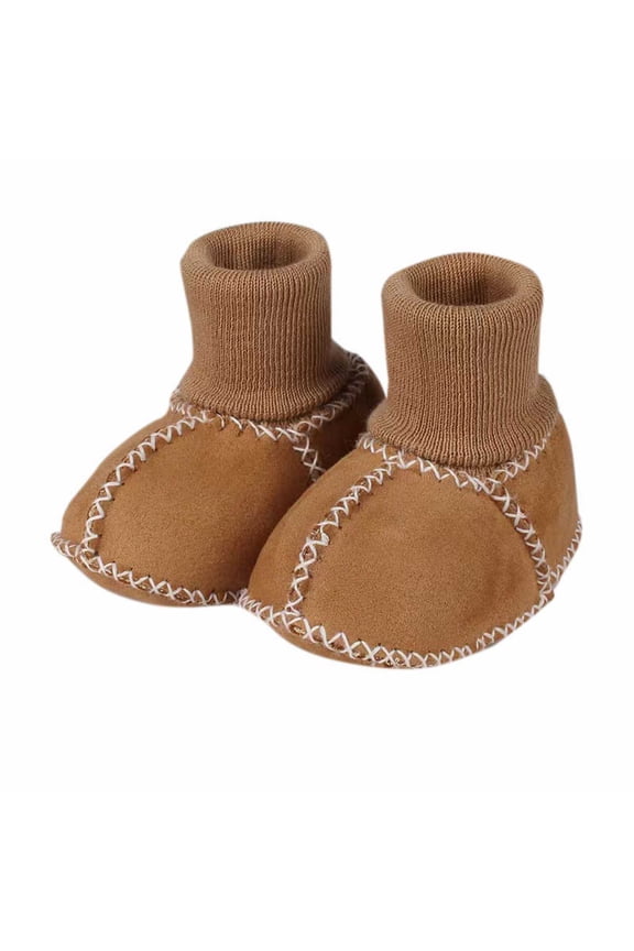 Toddler Flat Shoes Warm Baby Sock Shoes Baby Floor Shoes Sneakers Socks Shoes Indoor Girls Boys Non Solid First Warm Walking Boots Shoes(Brown,7-14Months)