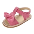 thumbnail image 1 of Otqutp Toddler Flat Sole Footwear Baby Girls Sandals Ruffle Bowknot Premium Soft Sole Anti Slip Open Toe Breathable Summer Outdoor Flat Shoes for Summer, 1 of 8